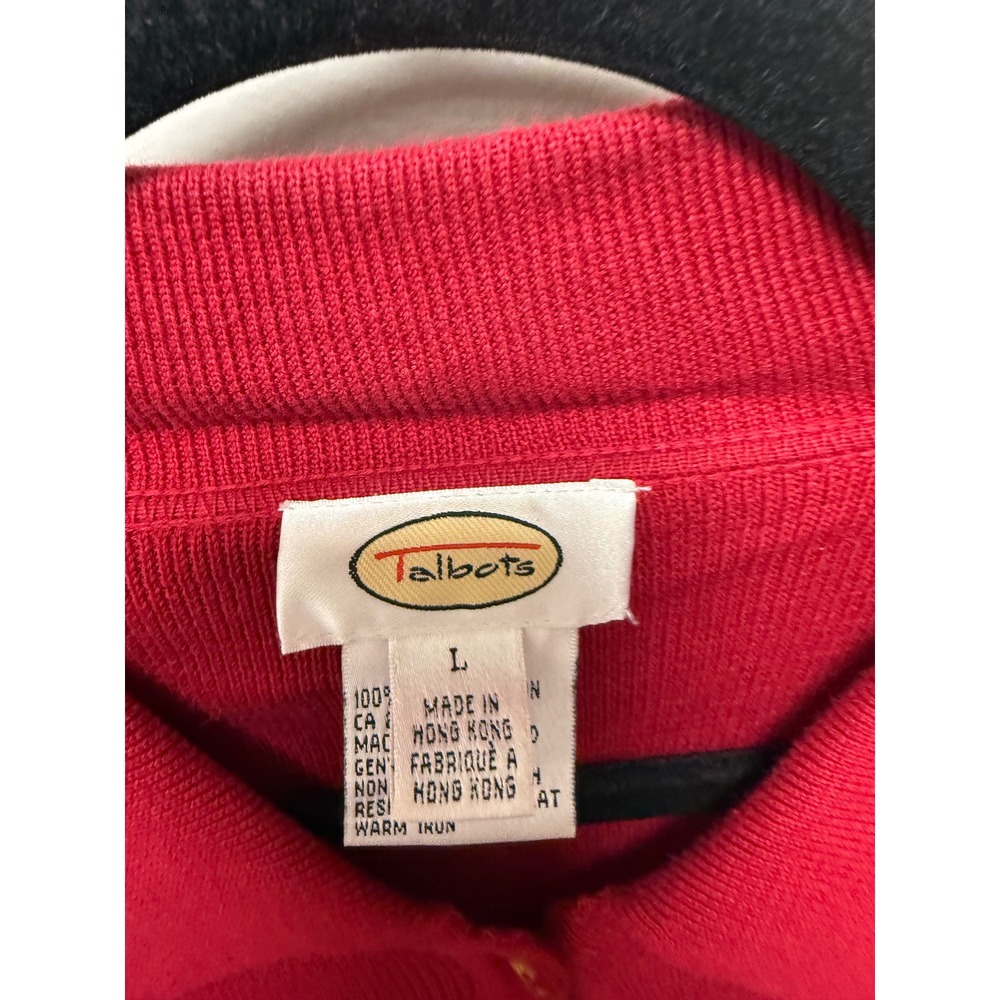 Talbots Red Button Front Collared Cardigan Sweate… - image 2